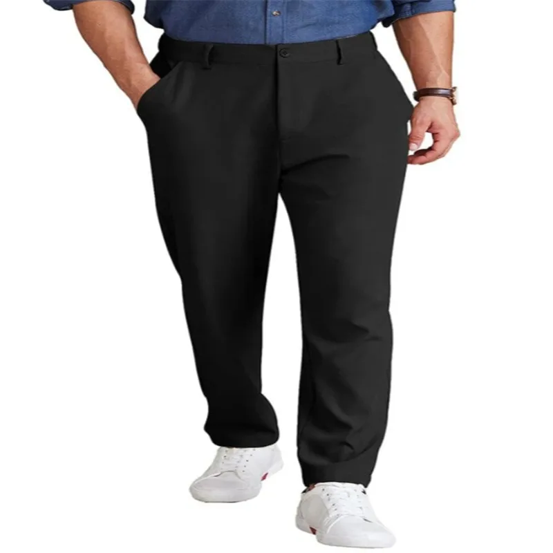 

Men's Linen Casual Pants Solid Color Mid Waist Loose Straight Fit Trousers