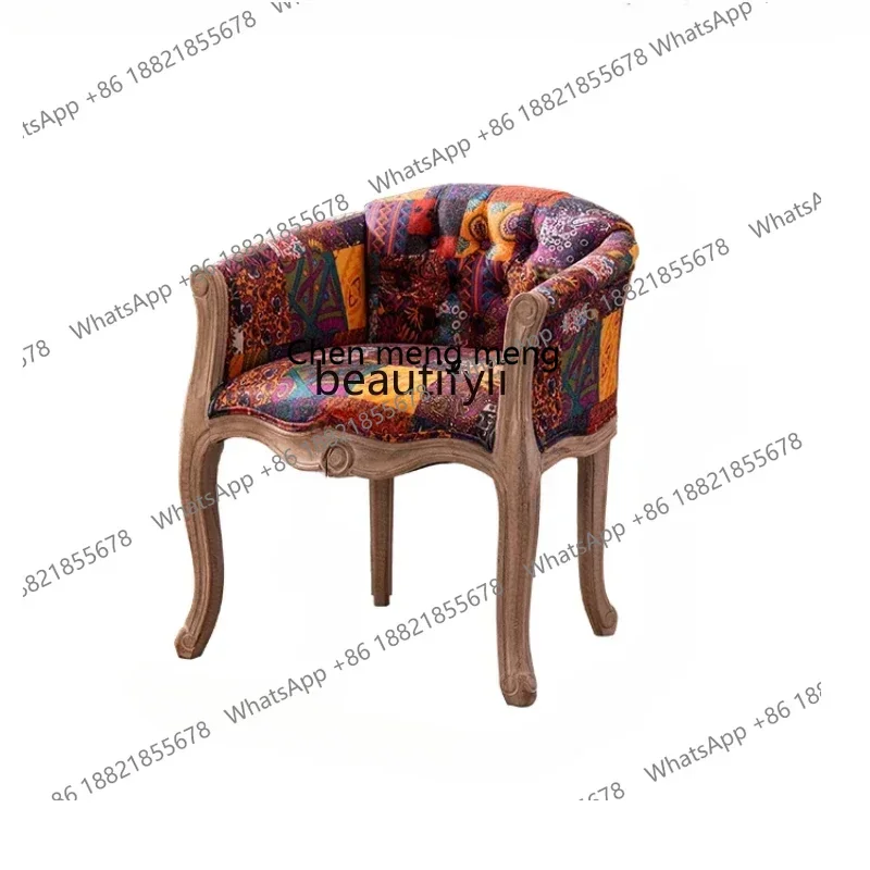 G153  lt European and American retro solid wood sofa chair American study chair club cafe bar homestay leisure chair