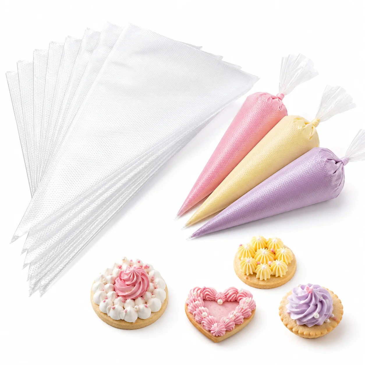 Piping Bag Disposable - 100 قطعة من أكياس تزيين المعجنات