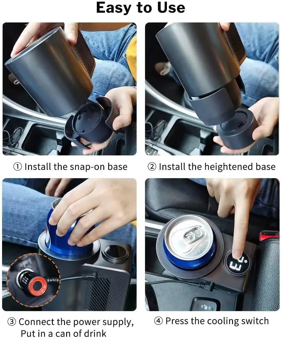 حامل أكواب مبرد ذكي 2 في 1، حامل مشروبات محمول للسيارة والسفر، تبريد وتدفئة، مدمج للمكتب والشاحنة والمنزل