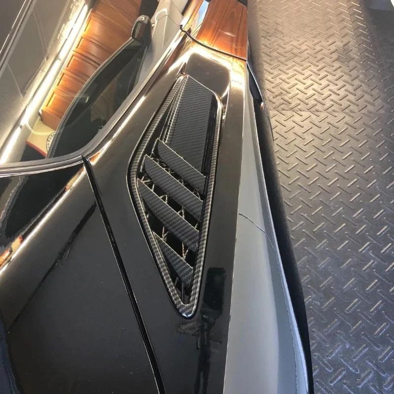 Metyoucar For Chevrolet Corvette C7 2014-2019 ABS Carbon Fiber Rear Side Fender Body Vent Cover Trim Car Accessories