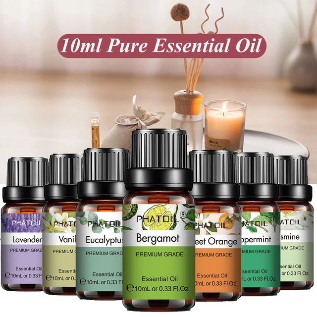 PHATOIL Naturalny Olejek Eteryczny Roślinny 10ml Eukaliptus Lawenda Bergamotka Wanilia Mięta Pieprzowa 1 SZT. Olejki Eteryczne Aromatyczne Do Dyfuzora