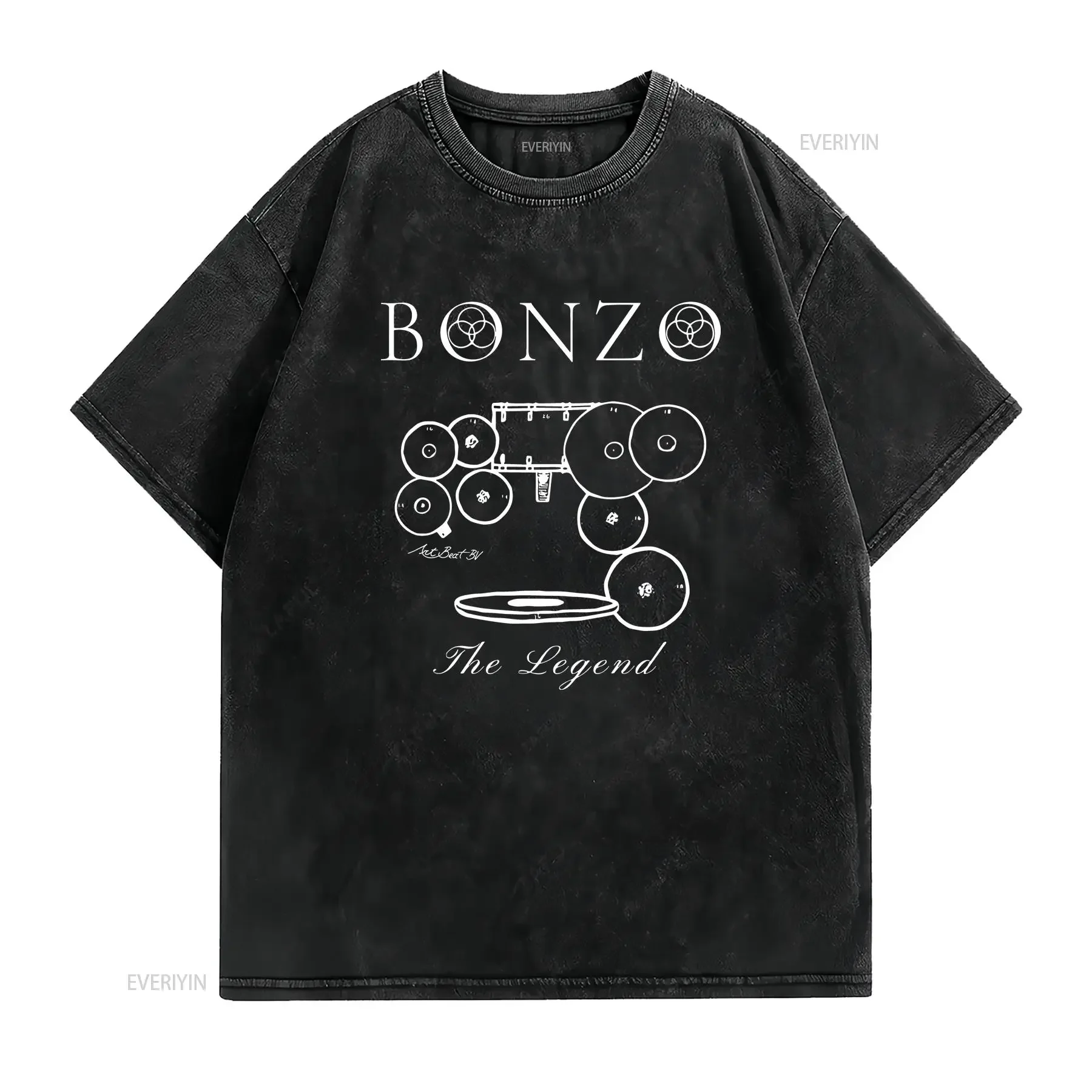 BONZO SHIRT John Bonham T Led Zep drummer vintage Washed Slightly homme Versatile Unisex Stylish Soft Casual