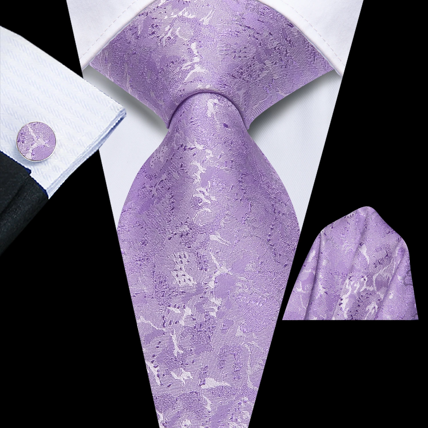 Hi-Tie Herren-Krawatte, Rose, Rosa, Lila, Blau, Blumenmuster, Paisley-Taschentuch, Manschettenknöpfe für Smoking-Accessoire, klassische Luxus-Geschenkkrawatte aus Seide