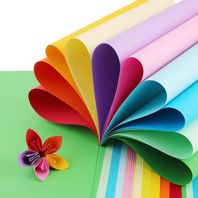 100Pcs Colorful DIY Kids Handmade Origami Colored A4 Copy Paper 10 Colors Scrapbooking Packaging Paper Craft Decoration Paper