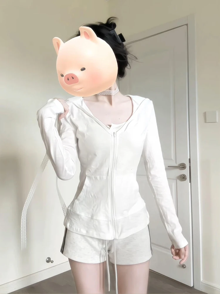 Americano retro esporte casual orts feminino verão 2025 nova cintura baixa picante menina magro perna reta perna larga calças quentes