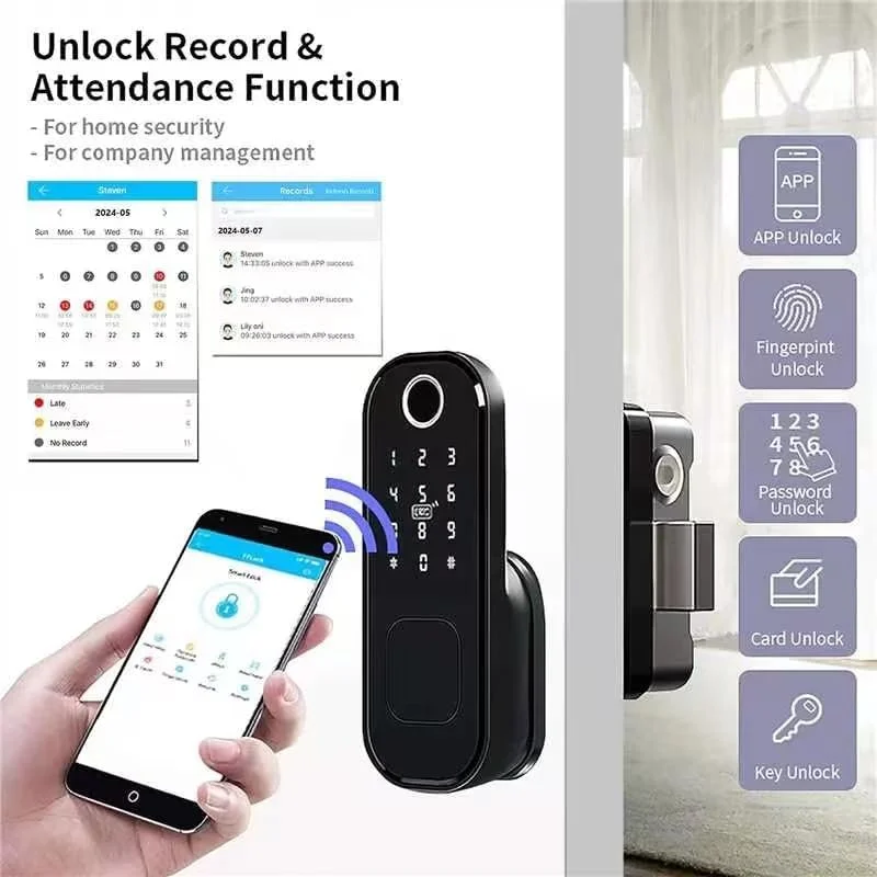 Keyless SmartPhone Controlled Outdoor Digital Fingperprint Password Electronic Lock For Garden Gate Door