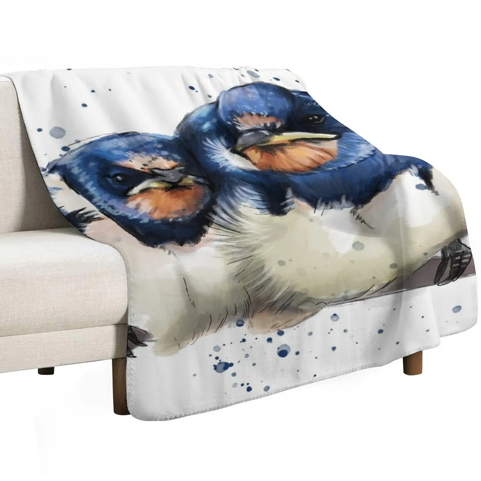 Barn swallows Throw Blanket for babies Plaid on the sofa funny gift Loose Hairys Decorative Beds Blankets