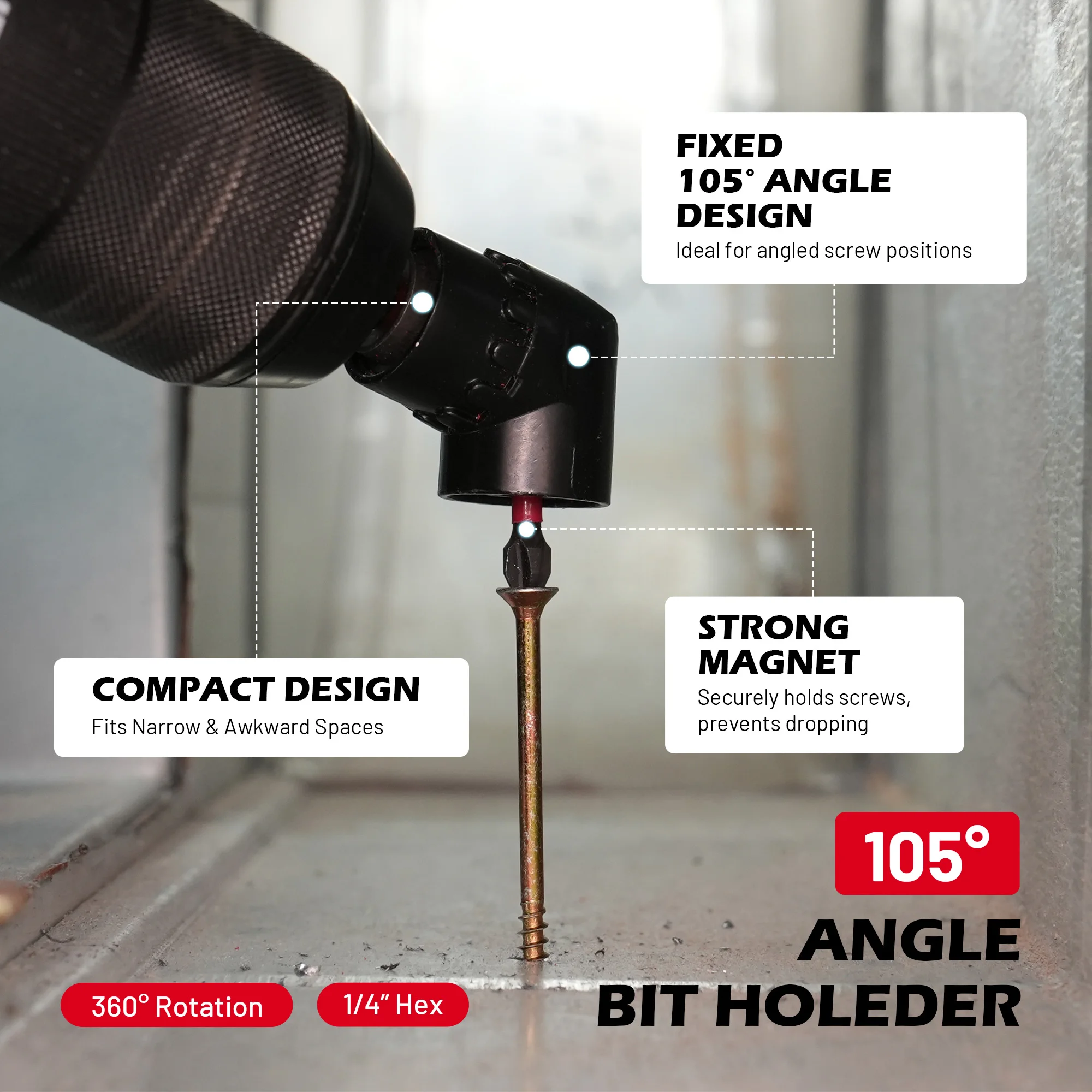 Set di adattatori per prese a percussione da 14 pezzi, adattatore per prese quadrate da 1/4 3/8 1/2 pollice, estensione punta da trapano magnetica a sgancio rapido