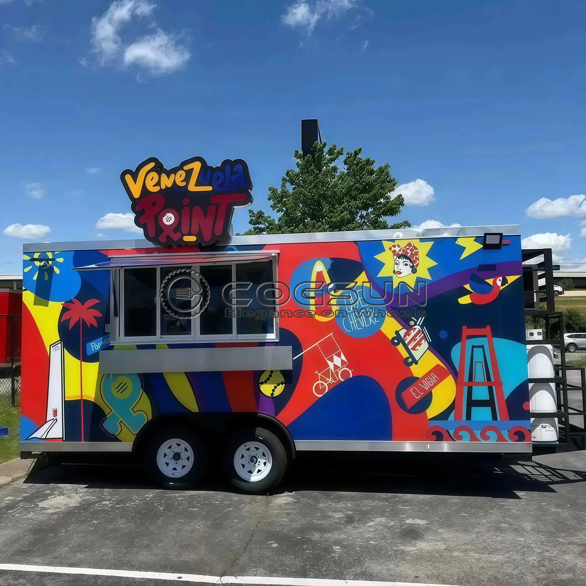 COGSUN High Output Mobile Kitchen Food Truck Trailer Fully Equipped Burger Pizza Fries Hot Dog Taco Ice Cream Station