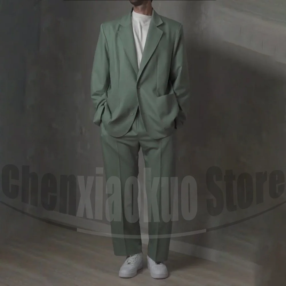 

Chic Notch Lapel Men Suits Single Breasted Solid Color Wear Relaxed Fit Casual Daily Formal Occasions Male Suit 2 Pieces