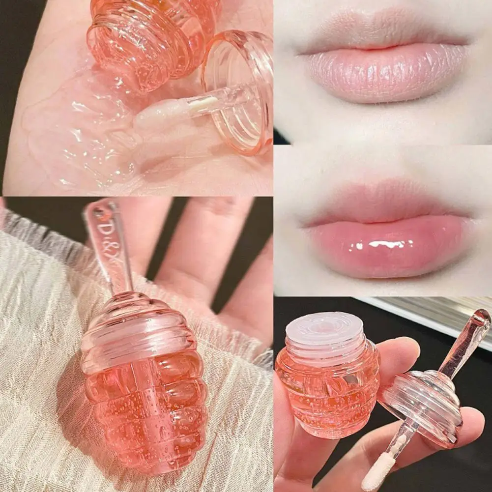 Lovely Honey Pot Lip Oil, Bálsamo Labial de Frutas Frescas, Brilho Labial Longo Líquido, Óleo de Maquiagem Cuidado, Hidratante Duradoura Batom Labial, Limpar S7X4