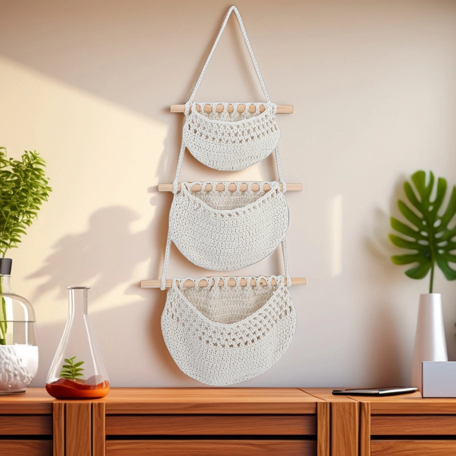 

Fruit Hanging Wooden Storage Vegetable Home Decorative Multi Function Household Kitchen Home Accessory Living Room