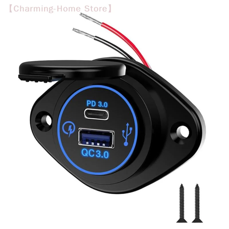 

【M】1 шт. водонепроницаемое автомобильное зарядное устройство для телефона с быстрой зарядкой QC3.0 и PD3.0, двойной USB-порт для использования в автомобиле на колесах и яхте