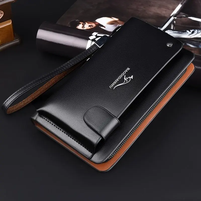 Fashion Business Men Clutch Bag Durable Soft PU Leather Male Money Pouch Bag Casual Men's Cardholder Case Handbag Day Clutch view 2