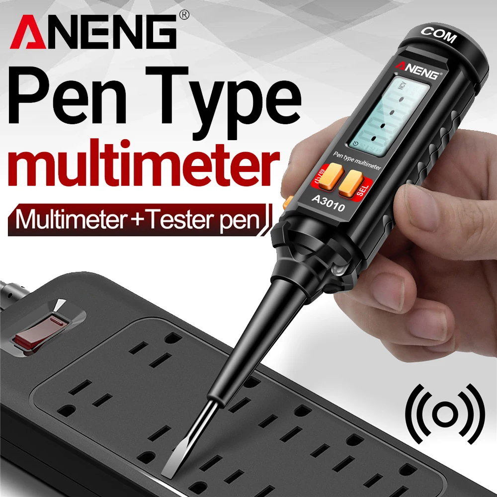 

Цифровой мультиметр-ручка ANENG A3010: Умный тестер напряжения AC/DC, NCV-детектор, зуммер, подсветка экрана, True-RMS. Инструмент электрика.