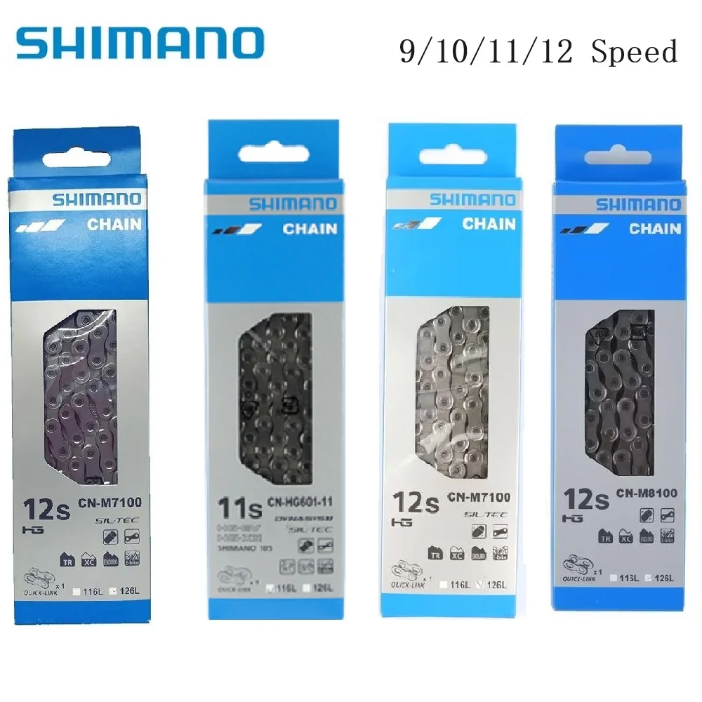 SHIMANO 9/10/11/12 chaîne de vélo de vitesse HG53 HG54 HG701 M8100 9100 chaîne de vélo de route vtt 116/126 maillons chaîne de vélo 8v 9v 10v 11v 12v