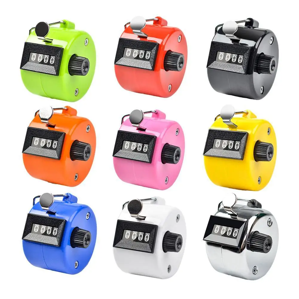 4 Digit Number Hand Held Tally Counter Mini Mechanical Digital Hand Tally Counter Manual Counting Golf Clicker Training Counter