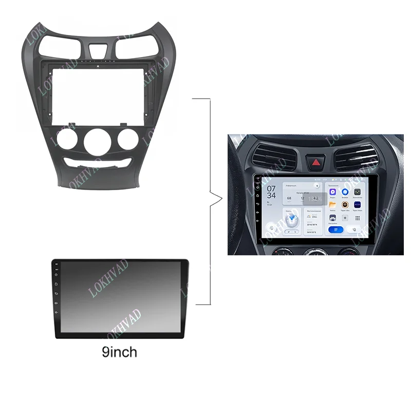 LOKHVAD 9INCH Car Radio Frame For HYUNDAI EON 2011-2018 Multimedia Video Player Navigation Player Fitting Panel Kit Matten Black