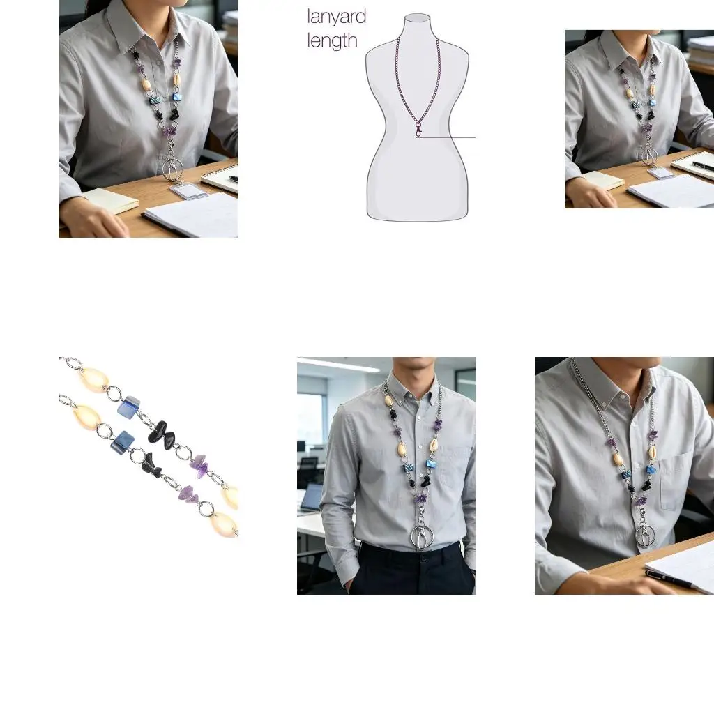  Fashionable Glass Beaded Lanyard Keychain Lanyard 81cm Long Natural Shell And Stone Necklace For Work Badge Card Holder