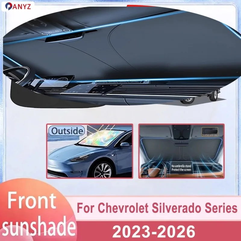

For Chevrolet Silverado Series 2023-2026Car Windshield Sunshade Cover Front Window Sun Shade Heat Insulation Summer Accessories