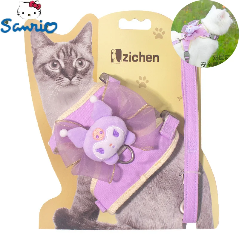 Sanrio Cartoon Dog Leash Teddy Cute Kuromi Cat Vest Chest Strap Korean Version of Small Dog Pet Supplies Dogs Leash Wholesale