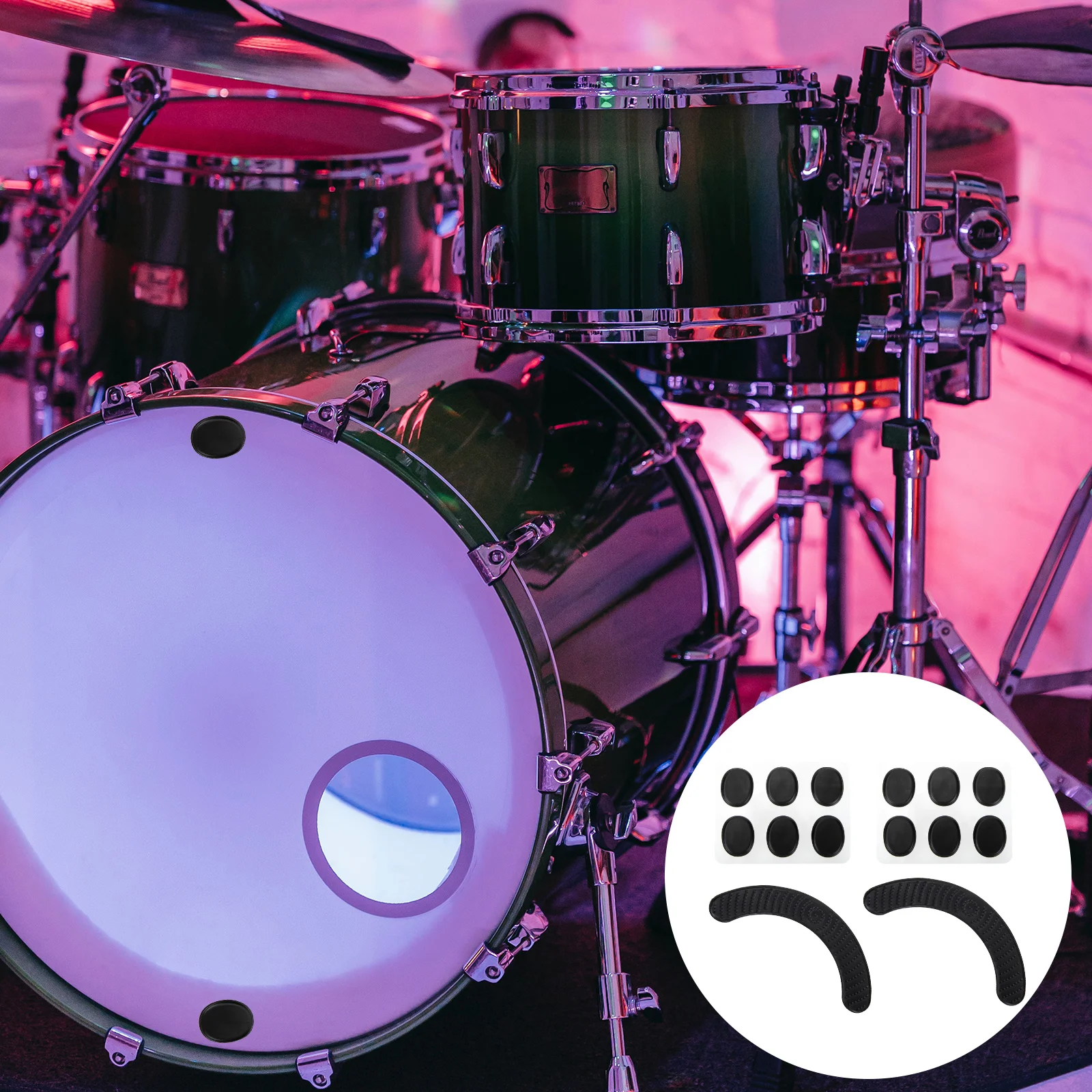 14 Uds. Alfombrillas silenciosas para cojines de tambor ajustables negros efecto silenciado duradero accesorios de tambor piezas de instrumentos