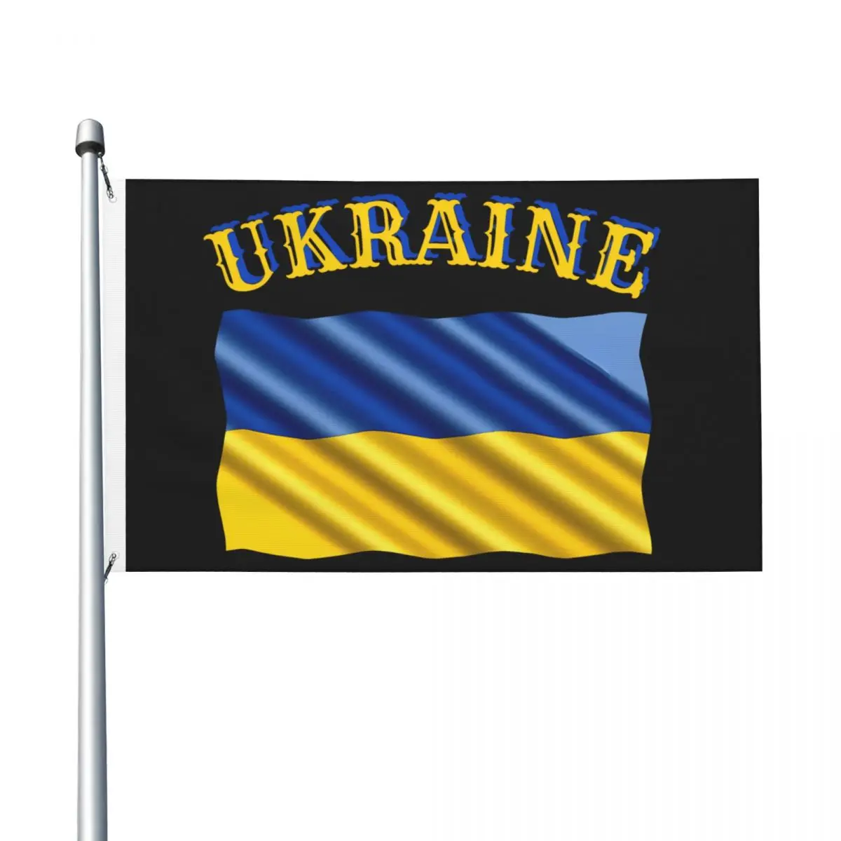 Curly Script Ukraine Wavy Flag Flag Custom 3x5 ft Flags Hanging Polyeste Funny Banner For Bed Room Decor
