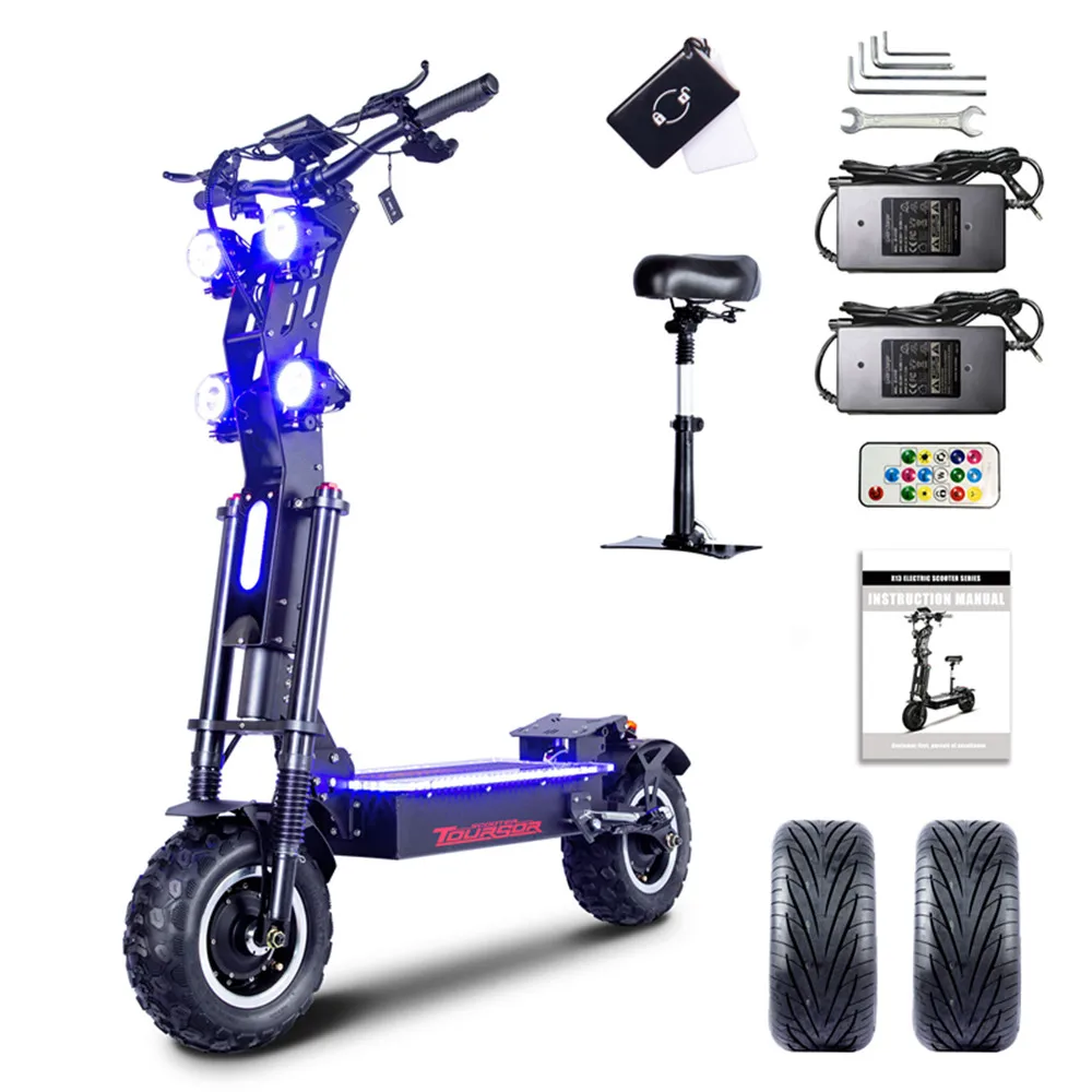 

Toursor US Stock Electric Scooter 60V 72V E-Scooter Dual Motor 8000W 10000W 14 inch Wheels Electric Scooter with NFC Unlock