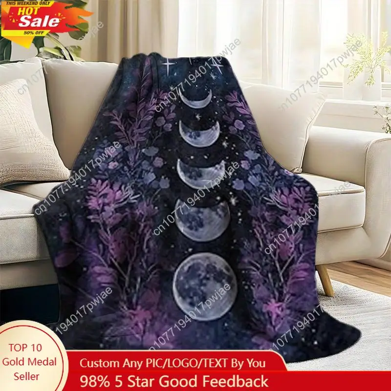 Плед "Темная луна" в стиле готики, мягкий, с дизайном для женщин