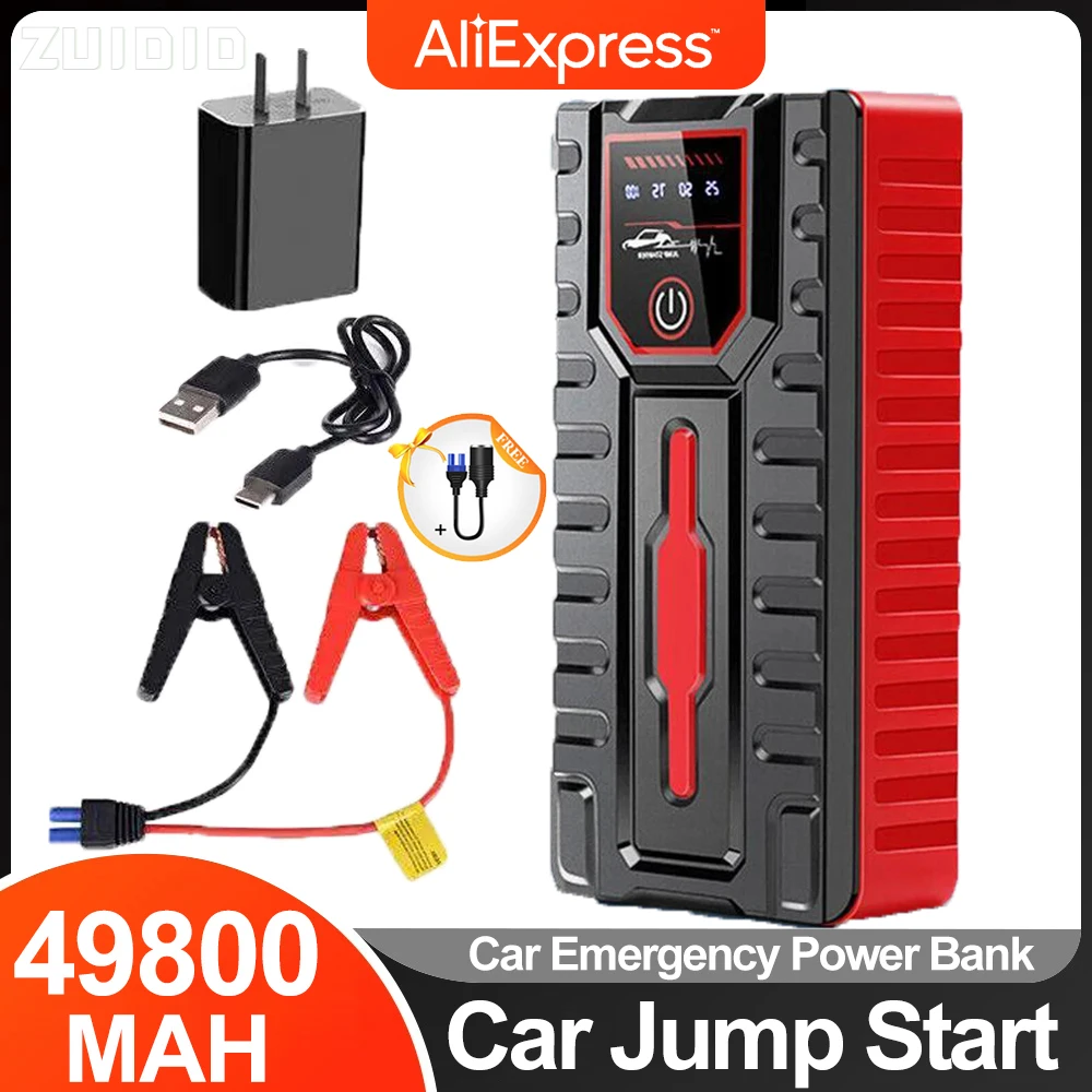 

49800mAh Car Jump Starter With Air Compressor Portable Booster Jumper Power Bank Battery Charger For Petrol 6.0L Diesel 4.0L