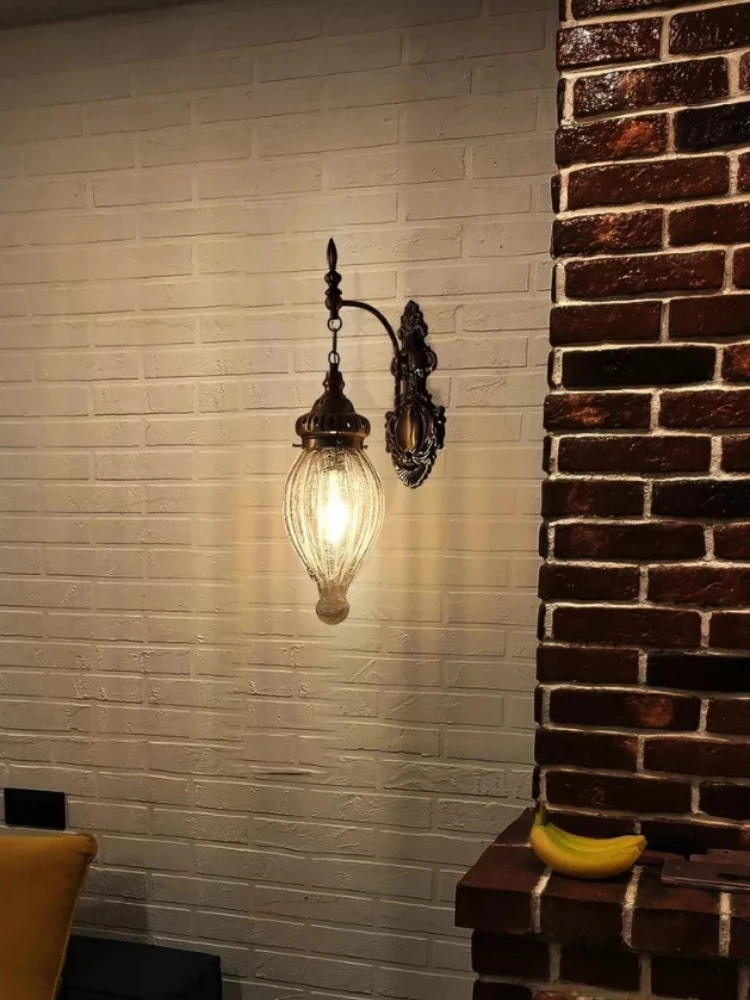 Retro Art Wall Light Fixture Ice-Cracked Glass Wall Lamp Retro Decorative Sconce for Restaurant Hotel Bar Cafe Wall Light