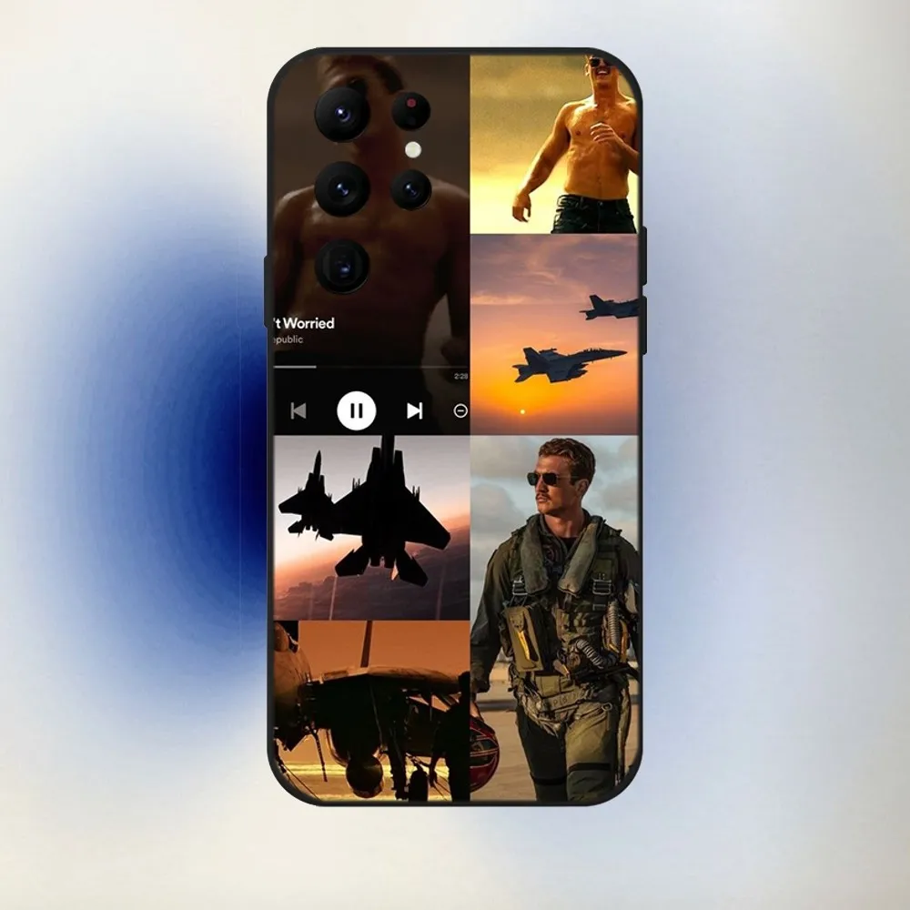 T-Top Gun M-Maverick Phone Case For Samsung S24,23,22,30,21,10,9,Ultra,Plus,Lite,FE,5G Black Soft Case