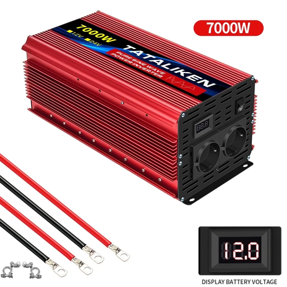 EU Socket 12 V Naar AC 220 V 50 HZ Zuivere Sinus Omvormer Auto Power 1600 W/6000 W/10000 W Spanning Draagbare Converter met LED