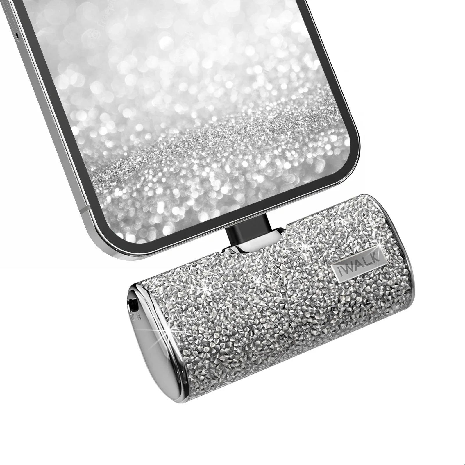 iWALK 4500mAh Mini Luxury Shiny Portable Pocket Capsule Emergency Power Bank Phone Charger Lightning Mobile Powerbank,Silver