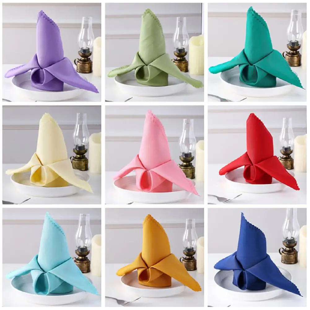 

Bulk Satin Napkins Elegant Lace Trimmed Reusable Napkins for Outdoor Events Weddings Parties Square for Banquets for Parties