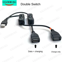 USB Extension Cable with Dual Switch and 0.3M Charging Function, USB A Male to Female Extension Cord 0.3m 1m