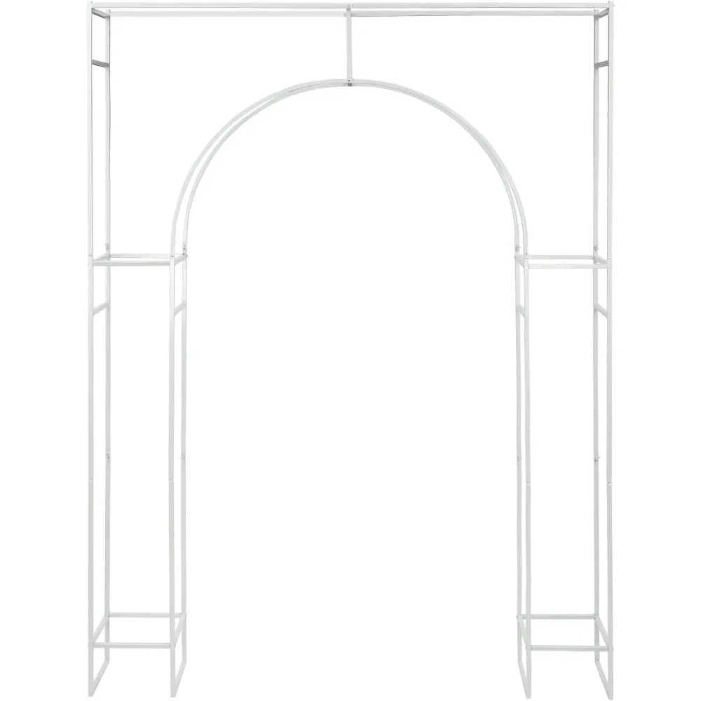 Wedding Arch Backdrop Stand, White Square & Arch Wedding Arches for Ceremony Square Metal Balloon Arch Stand Garden Arbor