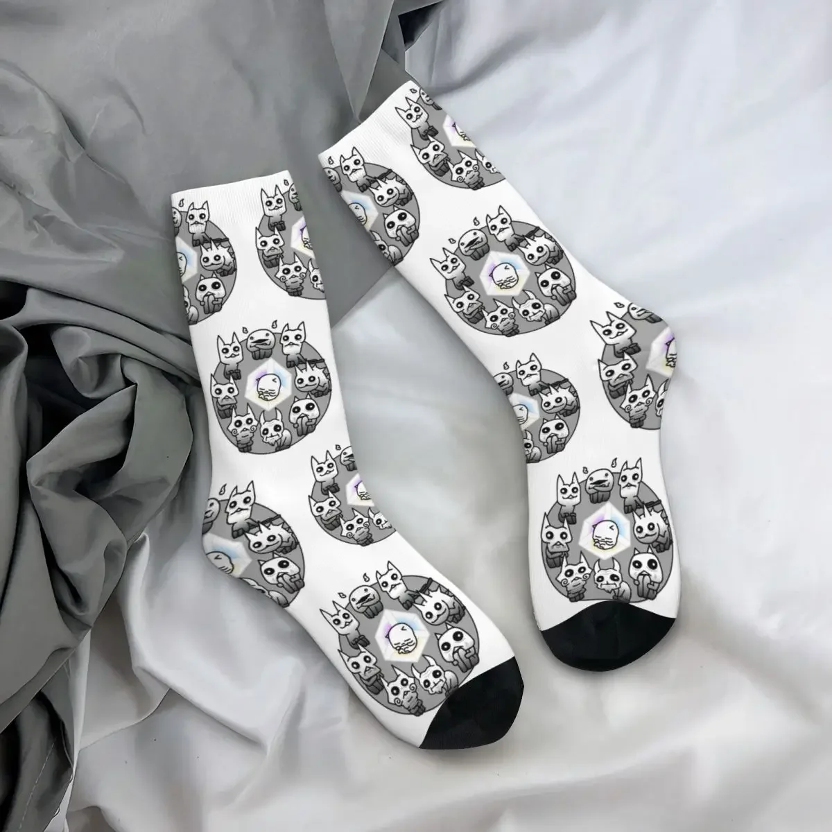 

All Seasons Crew Stockings Battle Cats Nekoluga Mural Socks Funny Long Socks for Men Women Valentine's Day Gifts