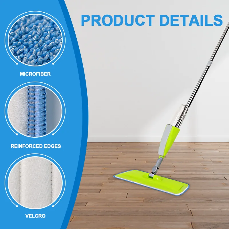 Microfiber Flat Spray Mop Replacement Pad Washable Reusable Hook and Loop Mop Head Refill Cleaning Cloth for Floor Dust Cleaning