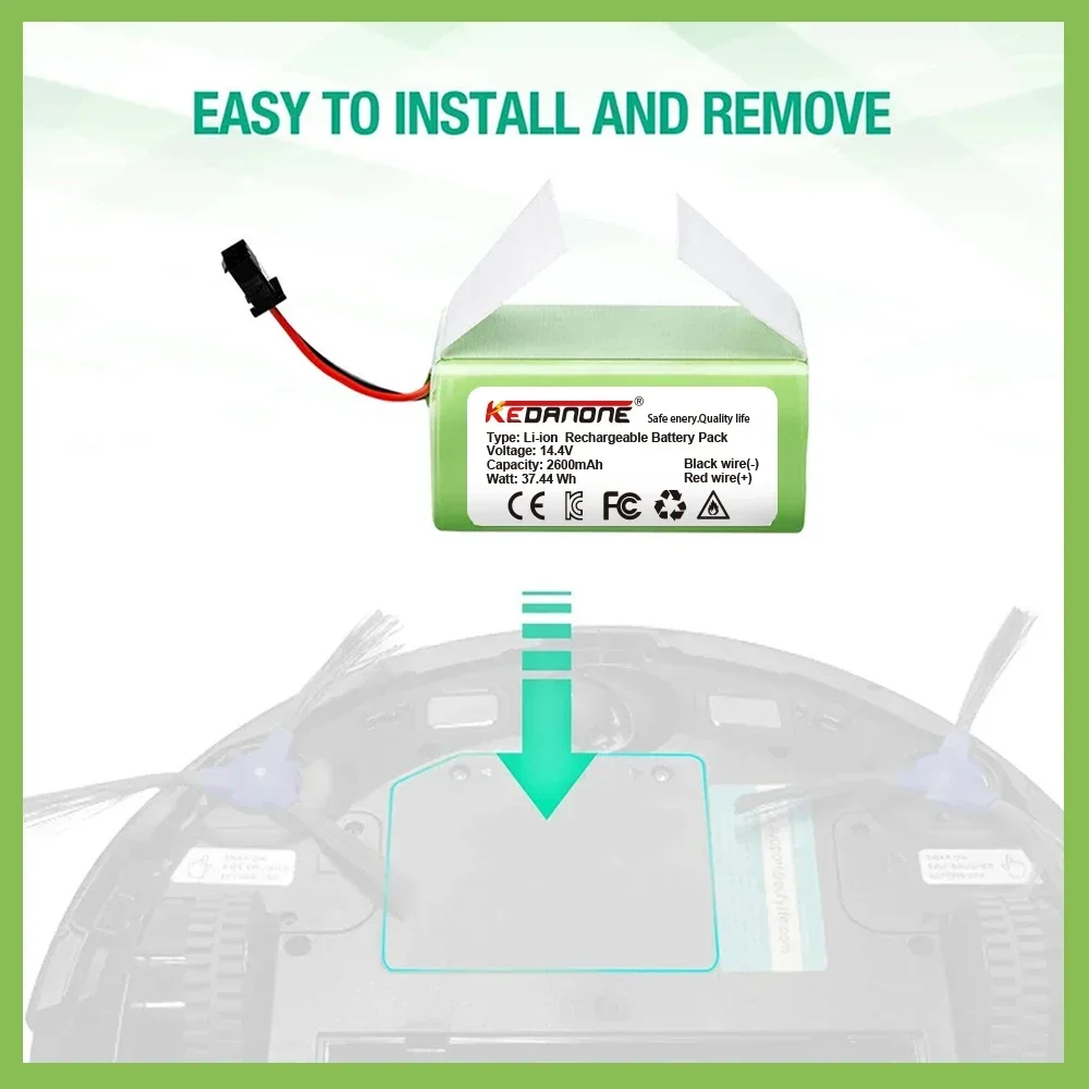 batería conga 950 990 1090 cecotec 14.4V 4.0Ah Li-ion battery for Ecovacs Deebot DN621 601/605 Eufy RoboVac 35C Panda i7 V710