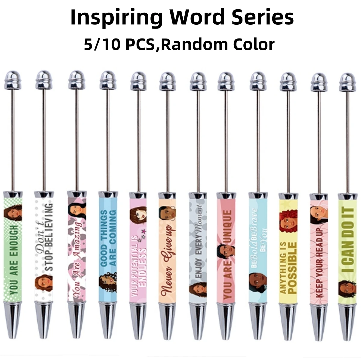 

5 шт./10 шт. креативные вдохновляющие цитаты и мотивационные слова, набор шариковых ручек из бисера, забавные офисные и учебные принадлежности