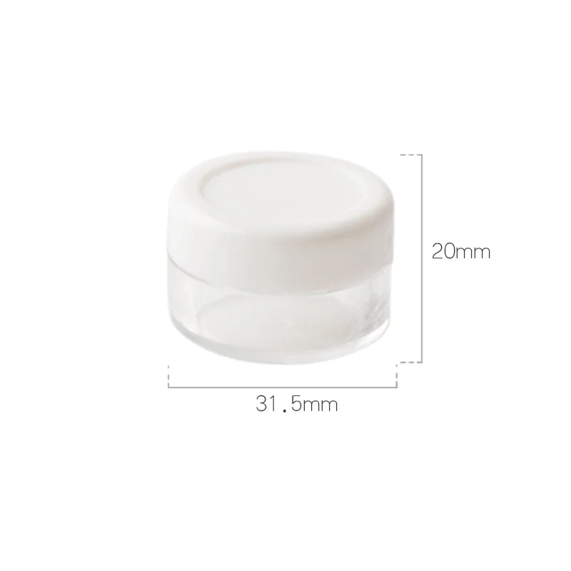 6g X 50pcs  Empty Round Transparent Sample Container , Mini Plastic Bottles Jars With Colorful Screw Cap Cosmetics Packaging Box