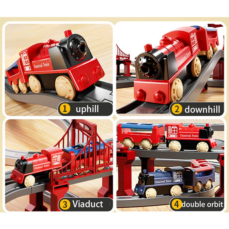 44 unids/set de juegos de vía de tren eléctrico, juguetes de coche de tren de montaje, modelo de simulación educativa para niño, regalo de cumpleaños y Navidad