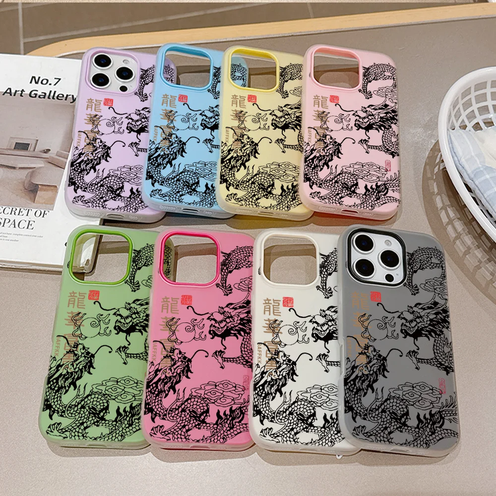 Art Chinese Dragon Shockproof Silicone Matte Candy Color 2 in 1 Phone Case for Google Pixel 10 9 8A 8 7A 7 Pro XL Cover