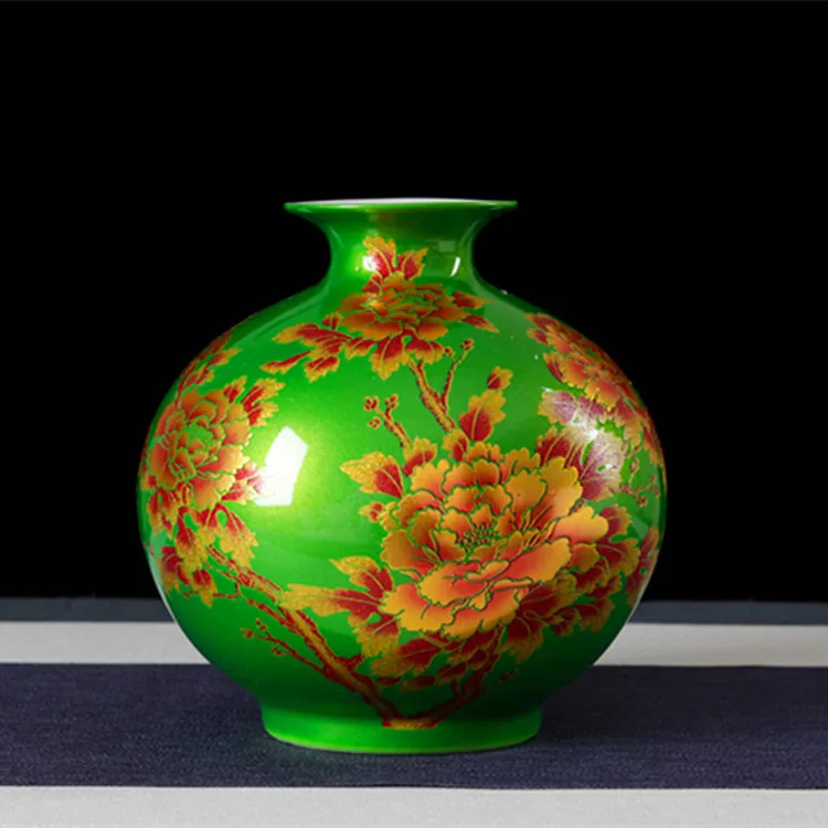 Jingdezhen ceramic ware crystal glaze vase flower arrangement creative home living room TV cabinet decoration desktop decoration