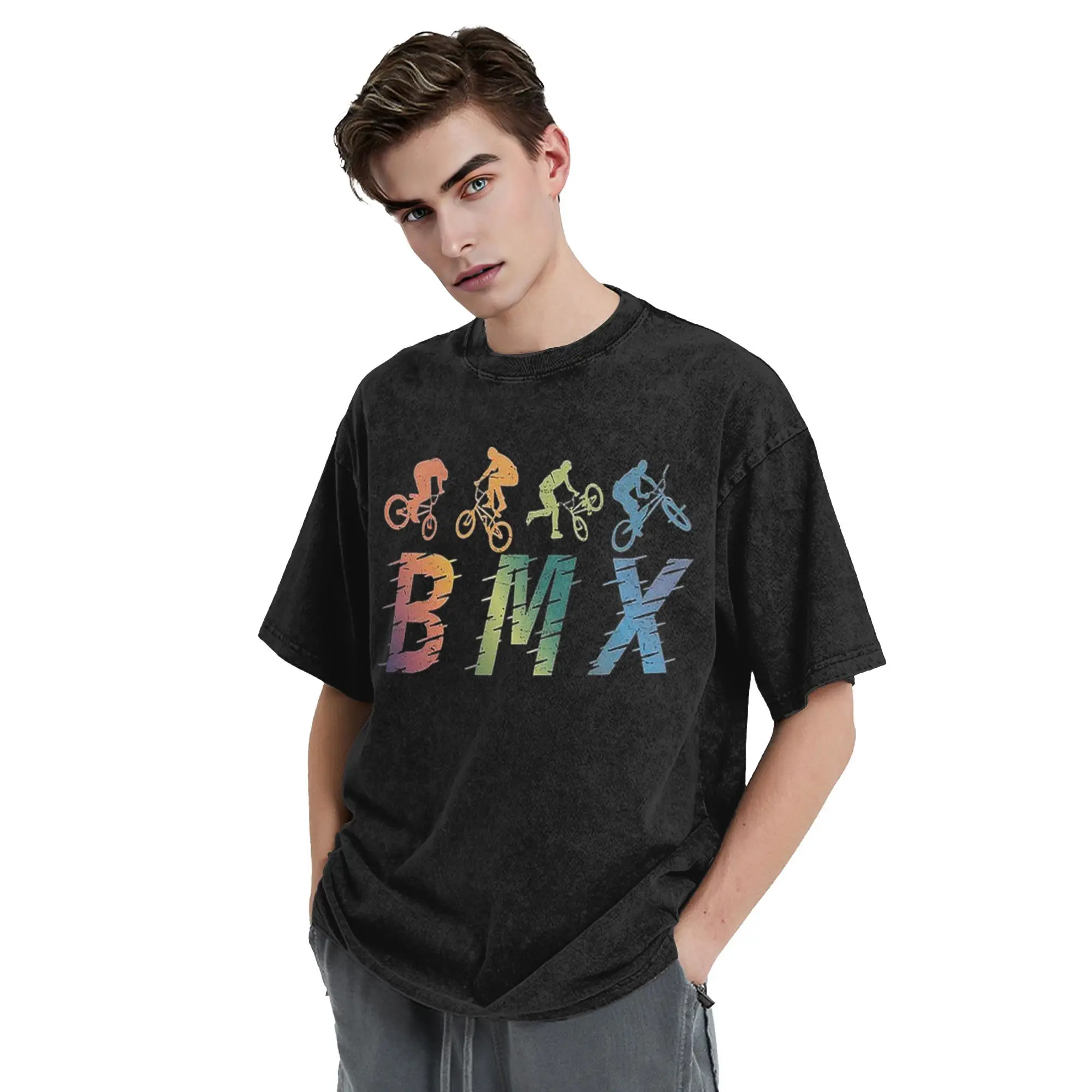 

Vintage BMX Bike Fans Gift Boys Youth BMX Bike T-Shirt for Men Cotton T Shirts Men's Tees Short Crew Neck Clothes Tops S-2XL