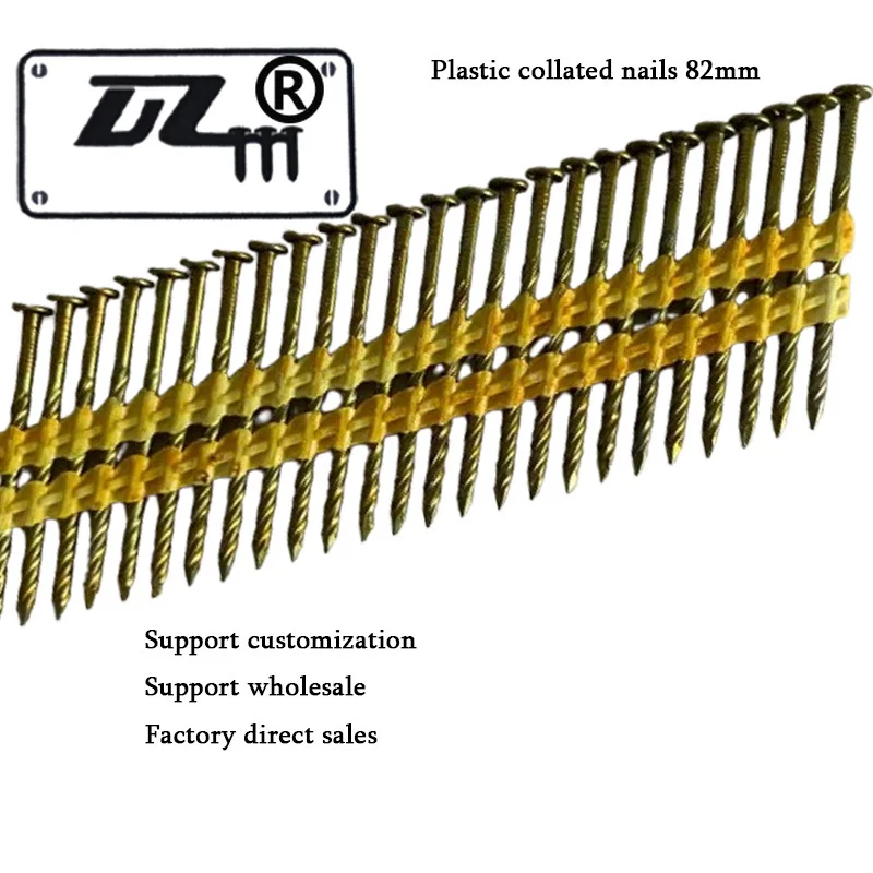 

Nail 21Degree Plastic Strip Nails SurfaceTreatmentPolished Screw Shankfor Woodworking Nail UpholsteryAccessories50mmFrame nail