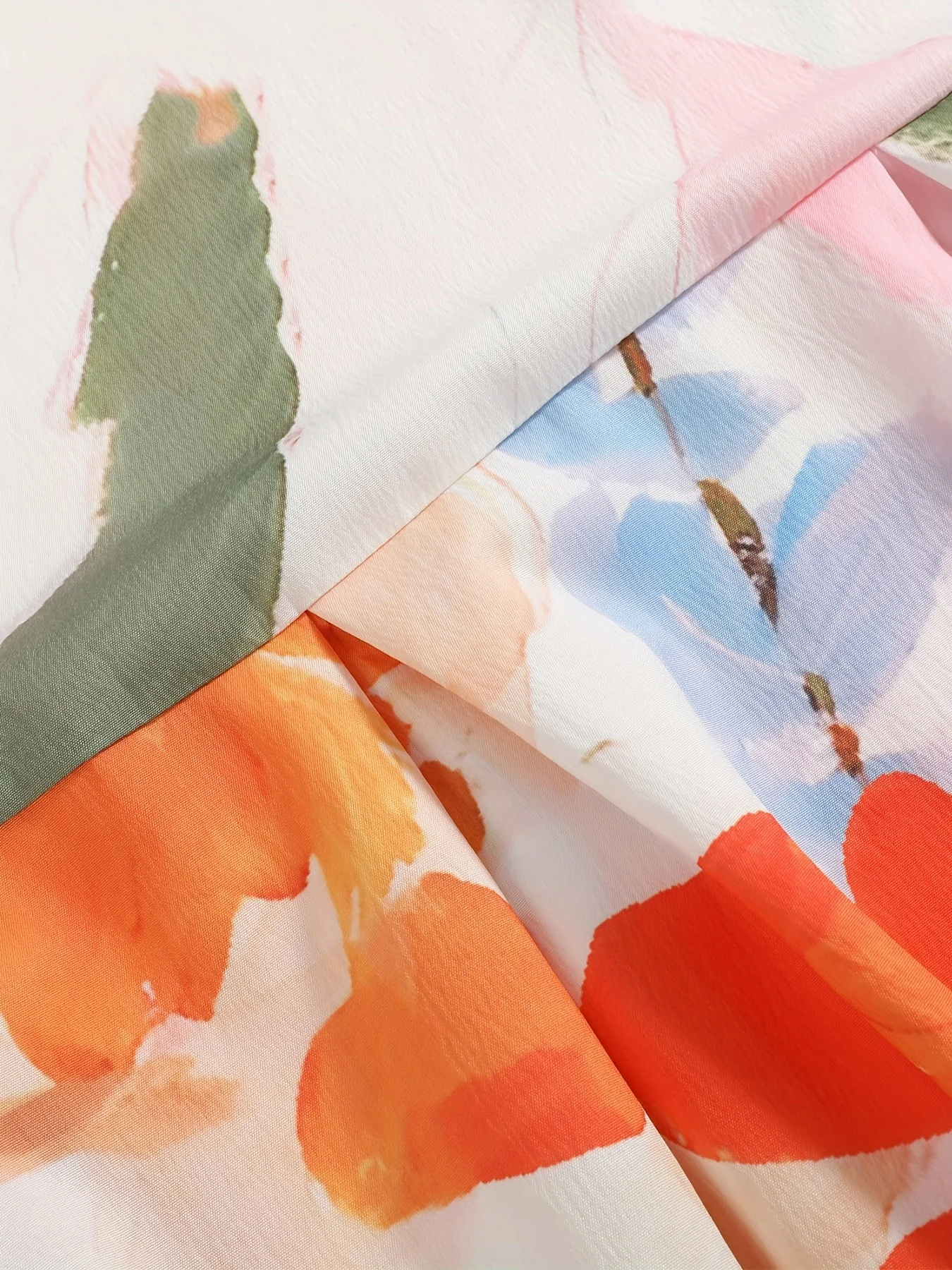 탠저린 오렌지 여성용 오버사이즈 우븐 여름 프린트 캐주얼 드레스 탠저린 오렌지