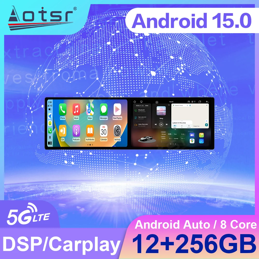 For Audi Q5 High Configuration 2009-2017 9.1 Inch Dual-Screen Car Radio Plug & Play GPS Navigation Carplay Android Auto